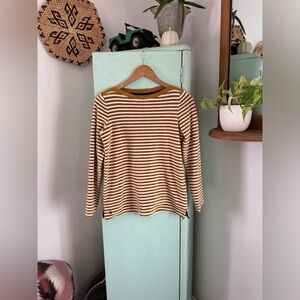 Joules Velour Gold & Cream Stripe Top, Size 2